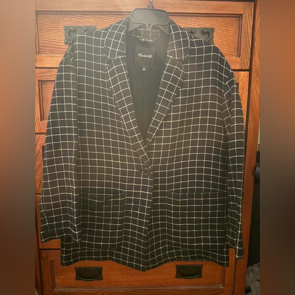 Madewell Black and White Checkered Blazer